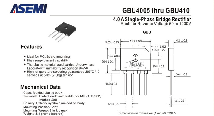 ASEMI品牌GBU406规格书