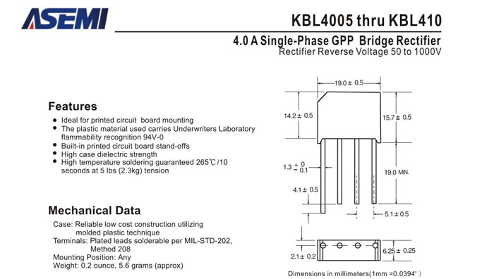 ASEMI品牌KBL408规格书