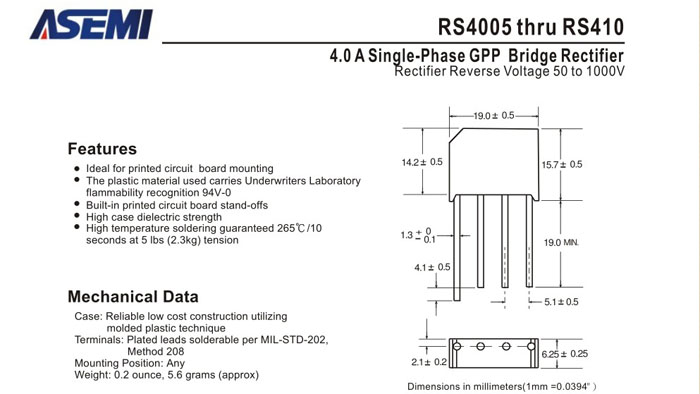 ASEMI品牌RS406规格书