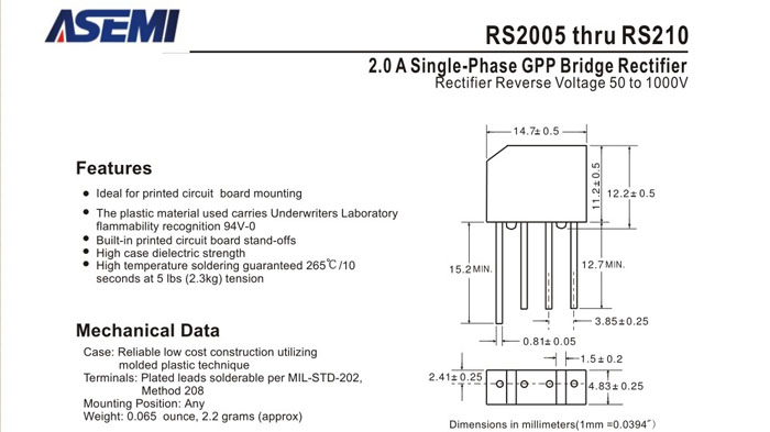 ASEMI品牌RS206规格书