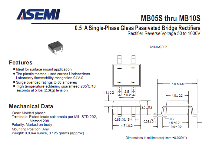 ASEMI品牌MB2S参数规格书