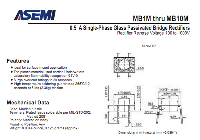 ASEMI品牌MB10M参数规格书