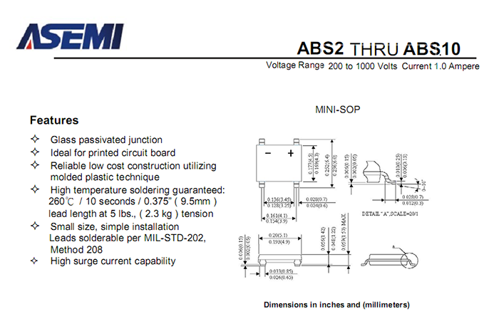 ASEMI品牌ABS6参数规格书