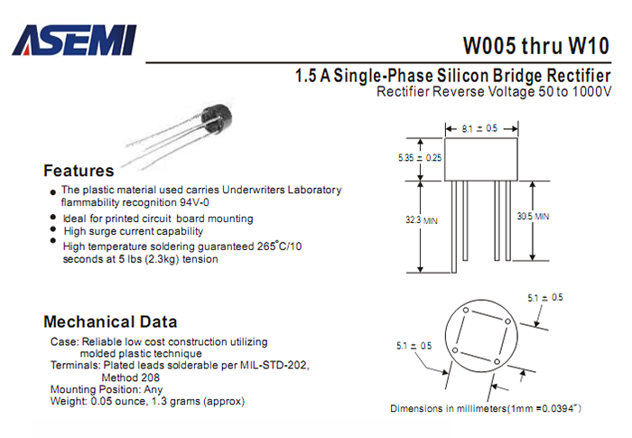 ASEMI品牌W06参数规格书