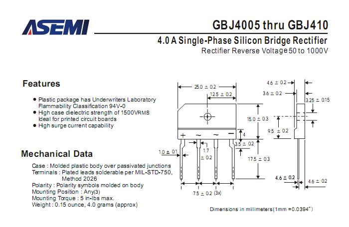 ASEMI整流桥GBJ408中文资料